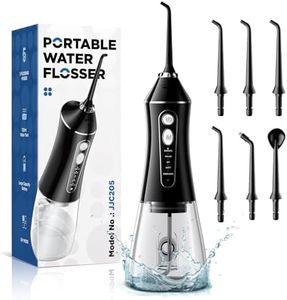 Water Flosser for Teeth Cordless, Portable Dental Water Floss 0.6mm Pulse with 5 Modes, 320ML & IPX7 Waterproof Electric Washer for Tooth/Gum/Tongue, 2000mAh Rechargeable Battery for Home/Travel Use