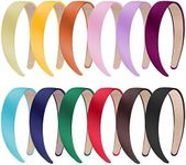 SIQUK 12 Pieces Satin Headbands 1 Inch Wide Non-slip Headband Colorful Headbands DIY Hair Band for Women and Girls,12 Colors