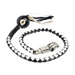 42" Long 1/2“ Diameter White and Black Motorcycle Get Back Whip with White Pool Ball