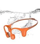 mojawa Run Plus Bone Conduction Headphones, Open-Ear Bluetooth Headphones, 32GB MP3 Player, IP68 Waterproof Swimming Earbuds, Deep Bass, Secure Fit for Running, Gym and Daily Use, Black (Orange)