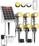 CLV 6 in 1 Solar Spotlights Outdoor Garden, Solar Powered Light Remote Solar Landscape Spotlights IP66 Waterproof Solar Spike Light for Garden, Lawn, Patio, Solar Garden Floodlight 2700K/4000K/6500K