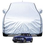 FABTEC Waterproof Car Body Cover for Volkswagen Polo with Mirror and Antenna Pocket, Soft Cotton Lining, Triple Stitched (Heat Resistant Metallic Silver with Black Piping)