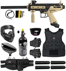 Maddog Tippmann Cronus Basic Paintball Gun Marker and Accessory Starter Package [HPA] |Protective Kit - Marker, 48ci/3000psi Compressed Air Tank, Mask, Hopper, Pods, Harness & Protective Gear