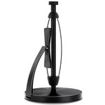 VEHHE Paper Towel Holder Countertop, Black Paper Towel Holder with Spring Activated Arm and Silent Damping Effect, Simply Tear Paper Towel Stand for Bathroom and Kitchen (Black)