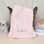 Hoolaroo Personalised Blanket Embroidered Soft Baby Blanket Newborn Personalised Blanket for Girl or Boy Personalised New Baby Gifts Pram Cot (Pink)