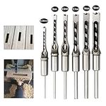 1 YEAR WARRANTY!! 6 pcs Woodworker Square Hole Mortise Chisel Drill Bit Tool Set Kit for Wood, Woodworking Hole Saw Mortising Chisel Drill Bit Set Attachment for Drill Press 1/4" 5/16" 3/8" 1/2" 9/16" 5/8"