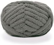 Chunky Knit Chenille Yarn for Hand Knitting Blankets, Super Soft Big Jumbo Blanket Yarn, Dark Grey