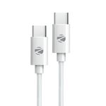 ZEBRONICS Type C to Type C Strong Braided Cable, 60W PD Fast Charging, for iPhone 16 Series, 15 Series, iPad, MacBook, Samsung, Other Android Devices, Data Sync, 1 Meter (ZEB-TT60+)