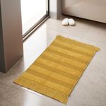 Democracy Homes Bath Mats for Home Entrance, Floor Mat for Living Room, Super Absorbent Mats with Machine Washable, 40 X 60 cm, Dark Yellow, Rectangular Rib Twill