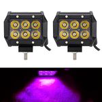 AUXMOTEC Purple Pink Led Neon Decoration Work Lights Bar 18W 4" Spot Light Bar Pod for Off-road Pick-up Van Boat Tractor Deck Trailer Navigation Waterproof Signal lights 12V 24V