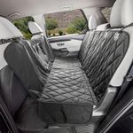 4Knines Dog Seat Cover with Hammock - 60/40 Split and Middle Seat Belt Capable - Mesh Window (Black, Regular)