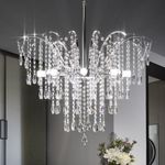 Modern Crystal Chandeliers K9 Crystal Pendant Lighting Fixture E12 Base 8-Light Raindrop Chandelier for Dining Room Vintage Ceiling Light for Bedroom Living Room Kitchen Island Chain Adjustable