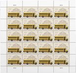 School Bus Additional Ounce USPS Postage Stamps 1 Sheet of 20 Students Children Teachers Celebration Party Announcement (20 Stamps)