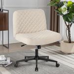 Armless Fabric Office Desk Chair, Home Office Chair with Wheels Heavy Duty Metal Base,120° Rocking Wide Seat Ergonomic Task Chair,Thicken Padded Swivel Vanity Chair for Women, Girls,Accent Chair