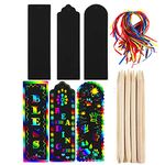 45 Set Magic Scratch Rainbow Bookmarks Making Kit, Scratch Rainbow Paper DIY Gift Tags with Colorful Rope and Wood Stylus for Kids Students Party Favor