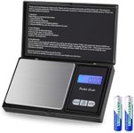 Digital Mini Scale, 200g /0.01g Pocket Scale, Electronic Smart Scale, LCD Backlit Display, Tare Function, Stainless Steel & Slim Design (Battery Included)