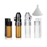 4 Pack Snuff Bottle, Portable Spice Bottles with Mini Funnel Vial with Spoon Travel Spice Containers Powder Sniffer,Mini Glass Bottle for Outdoor Camping Travel