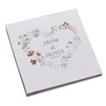 Personalised Large Linen Cover Wedding Photo Album Watercolour Flowers Heart