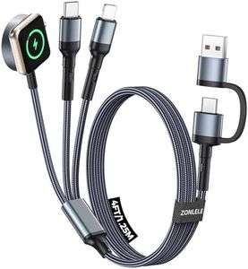 Travel Essentials for Apple Watch Charger, Upgraded 3 in 2 Multi Charging Cable for iPhone 17, iWatch Charger USB C Cord, Car RV Camping Essentials Compatible with iWatch Ultra/SE/11 & iPhone 16/15-12