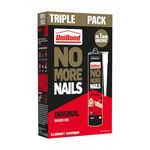 UniBond No More Nails Original, Heavy-Duty Mounting Adhesive, No Nails Strong Glue for Wood, Ceramic, Metal etc., White Instant Grab Adhesive, Pack of 3 (3 x 365g Cartridges)