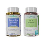 Neuherbs Daily Vitamin Supplement Combo- Multivitamin with zinc, Iodine and vitamin c + Omega-3 Fish Oil Capsules (Deep sea fish oil 2500 mg) : 30 Units each for Men and Women