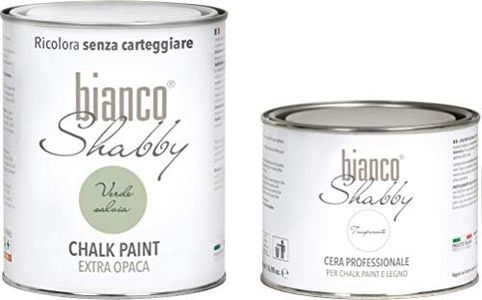 CHALK PAINT Verde Salvia & CERA NEUTRA - Pittura Shabby Chic (1 Litro) + Cera Professionale (500 ml)