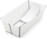 Stokke Flexi Bath X-Large Bundle, White - Spacious Baby Bathtub + Newborn Support - Lightweight, Foldable & Easy to Store - Best for Ages 0-6