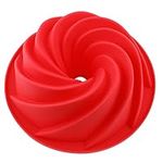 Vicloon Silicone Cake Moulds for Baking, 9 Inch Cake Tins for Baking, Nonstick, BPA Free, Fluted Tube Cake Pan, Round Baking Pan, Round Cake Tin for Muffins Puddings Bread - Red