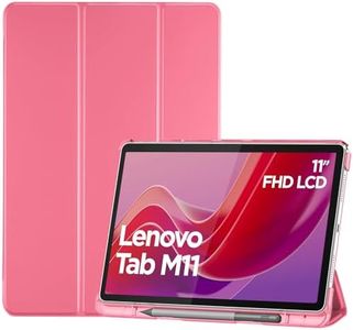 ProCase Smart Case for Lenovo Tab M11 11" 2024 TB330FU with Pen Holder, Slim Stand Tri-Fold Hard Shell Protective Tablet Cover Translucent Back Case Support Auto Wake/Sleep -Melonpink