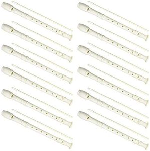 12 Pack 8 Hole Soprano Recorders Descant Flute With Cleaning Rod German Style for Beginner Graduation or Back to School Gift (white)