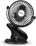 SkyGenius Battery Operated Clip On Baby Stroller Fan (Black)