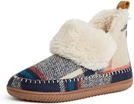 Dearfoams Women's Alpine Moritz Bootie Slipper, Navy Plaid