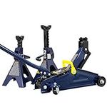 BIG RED AT82001UR Torin Hydraulic Trolley Service/Floor Jack Combo with 2 Jack Stands, 2 Ton (4,000 lb), Blue