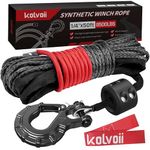 Kolvoii Synthetic Winch Rope Kit, 1/4" x 50ft 8500lbs Winch Cable with Steel Hook, Protective Sleeve and Winch Cable Stopper for ATV UTV Off-Road Vehicle etc(Grey Rope, Black Hook)