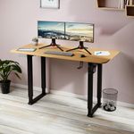 Green Soul Alex Multipurpose Electric Height Adjustable Computer Workstation/Desk|Home Office Sit-Stand Table|Engineered Wood with Powder Coated Metal Frame|Dual Motors|with Installation