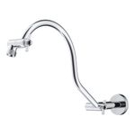 Hibbent All Metal Upgraded 18'' Shower Head Extension Arm, Shower Arm with Flange, Solid Brass Flexible Height & Angle Adjustable Shower Arm Extender with Lock Joint, Universal Connection, Chrome