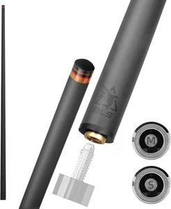 BlkCueShark 29" 5/16-14 Carbon Pool Cue Shaft (Single), 10 Layered 10.5mm,11.8mm,12.4mm.12.5mm.12.9mm，Pro Taper Low Deflection Performance, Durability and Smooth to Control