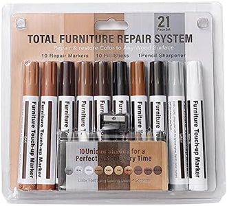 Furniture Touch Up Markers with Sharpener, 10 PCS Wood Repair Marker Pen and 10 PCS Wax Sticks,for Stains Scratches Wood Floors Table Carpenters Bedposts