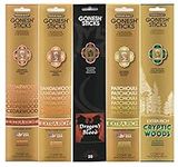 Gonesh Incense Extra Rich Collection Variety Pack, 5 Packs, 20 Sticks Each (Cedarwood, Sandalwood, Dragon's Blood, Patchouli, Cryptic Woods)