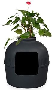 RHRQUALITY Bac à litière Flower XXL Blackline - Bac à litière caché - Pour grands chats - Avec grande entrée (51 cm) et dessus amovible - Noir