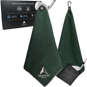 Clean Balls Go Further Golf Towel with Magnet & Hydro Pocket – Premium Full-Size Golf Towel HydroPouch Stays Wet for Cleaning Clubs, Easily Attaches to Clubs or Cart, Green-Side Ready (Forest Green)