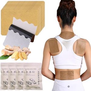 100pcs Ginger Patches Heating Pad Hot Compress Treatment Pure Nature Plant Extract Health Care Remove Blood Stasis for Shoulder, Neck, Hand, Back, Feet, Knee, Joint Injure,12 * 8cm