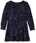 Nautica Girls' One Size Long Sleeve Dress with Fun Prints & Designs, Peacoat Galaxy, 3T