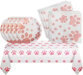 Dog Birthday Decorations, Puppy Party Supplies, 20 Plates and 20 Napkin and 1 tablecloth , Puppy Theme Birthday Party Decoration for Girl