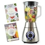 healthkick 1200w Ice Crushing Smoothie Blender - 1.8L Glass Jug - 3 Programmes: Pulse/Ice Crush/Smoothie - Variable Speed Control - Free Health and Nutrition Guide - K3251 - Stainless Steel