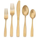 Silverware Set, 20-Piece Stainless Steel Flatware Set, Tableware Cutlery Set Service for 4,Utensils for Kitchens, Dishwasher Safe (Matte Gold, 20-Piece)