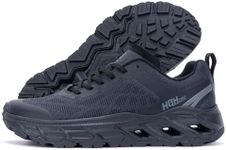Wide Trail Running Shoes for Mens - FALKON 1.0 Waterproof Hiking Sneakers Wide Width for Outdoor with Jet-Holes Sole Allblack