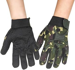 Long Keeper Kids Cycling Tactical Gloves – Boys Sport Climbing Fishing Gloves Anti Slip Full Finger Gloves (M, Camo)