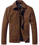 WenVen Men's Casual Canvas Tactical Jacket Multi Pockets Coat (Coffee, XL)