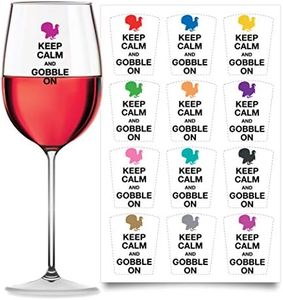 Thanksgiving Drink Markers - Funny Static Cling Glass Stickers - Reusable Wine Clings (Set of 12)